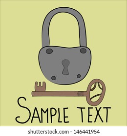 Illustration with lock, key and text area - sample text easily removed