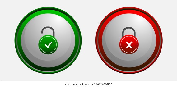 Illustration lock and unlock button vector