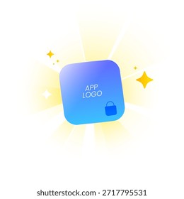 Ilustración del marco del logotipo del App bloqueado Características premium, acceso restringido, contenido de pago en aplicaciones móviles Suscripción, Mejorar, desbloquear versión completa, membresía, monetización, en la compra del App