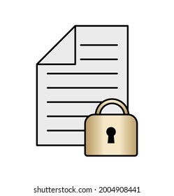 An illustration with a locked document icon.