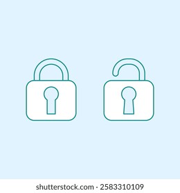 illustration of a locked and open padlock