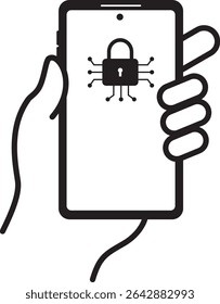 illustration of a locked smartphone held in hand