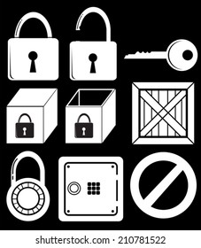 Ilustración de los dispositivos de bloqueo en un fondo negro
