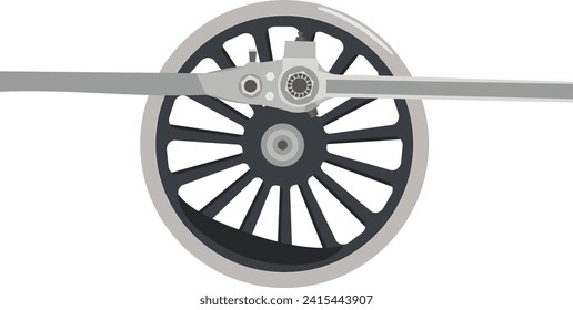 Illustration of the locomotive wheel. Illustration of an old train wheel on a white background