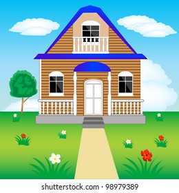 Illustration of the lodge in village