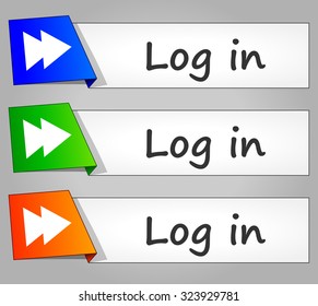 illustration of log in design banner buttons set
