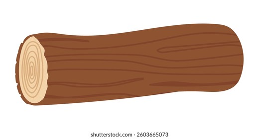 Illustration of a log lying on its side with annual rings visible