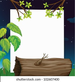 Illustration of a log nature scene on paper