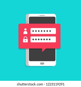 Illustration of Login user interface on smartphone