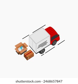 Illustration logistic for asset website, car logistic delivery.