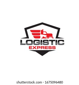 Illustration logistics and delivery company logo design template