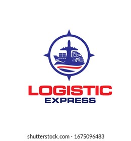 Illustration logistics and delivery company logo design template