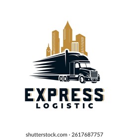 Illustration logistics and express delivery company logo design template