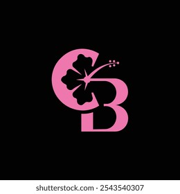 logotipo de ilustração para empresa de beleza BC com desenho de flor frangipani