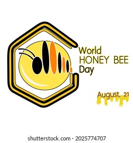 Illustration logo of bee and honeycomb