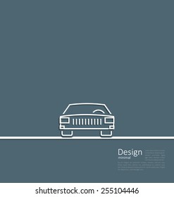 Illustration logo of car, front side, in minimal flat composition in lines style - vector