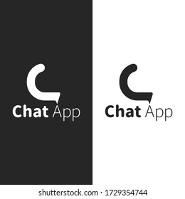 illustration logo chat app black and white