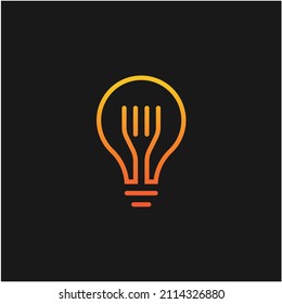 combinación de logotipo de ilustración de la horquilla con inspiración para el diseño del logotipo de la bombilla