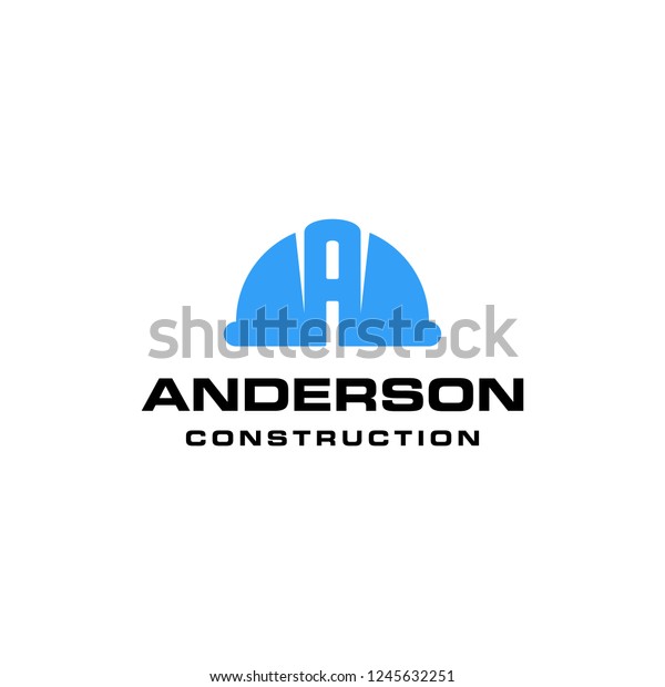 Illustration Logo Combination Letter Construction Hat Stock Vector