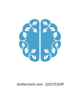 an illustration logo combining brain with leaf arrangement which means natural