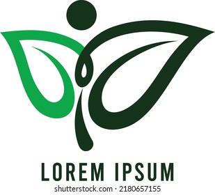 illustration logo concept by combining humans and leaves as an idea