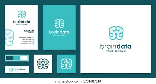 Abbildung eines Logos mit Datengedanken, Technologielogos und Datengedanken. Design-Logos, Icons und Visitenkarten. Premium Vektor.