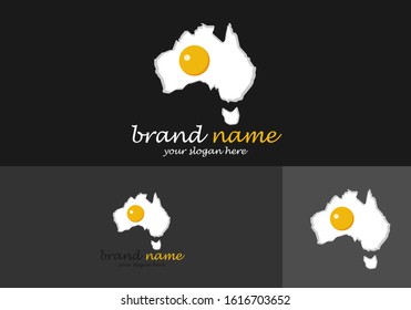 Illustration logo design of Australian omelet with the concept of australia map.Good for restaurant logo,food products, healthy food,etc.