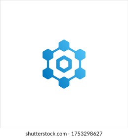 Ilustración de un diseño de logotipo en forma de hexagón abstracto geométrico