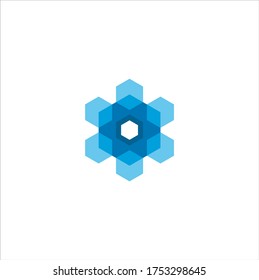 Ilustración de un diseño de logotipo en forma de hexagón abstracto geométrico