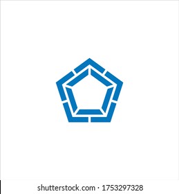 Illustration of a logo design in the form of a pentagon abstract geometric 