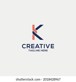 Illustration logo design for K Letter with knot style. Logo for Initial business company, etc.