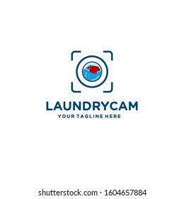 Illustration logo design of Laundry cam, logo inspiration of washing machine and camera. good for laundry company,electonic store,etc.