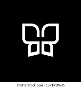Illustration of logo design for letter B, monogram type, letter B, butterfly - vector