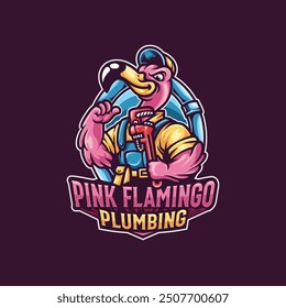 Illustration Logo design of pink flamingo pumbling