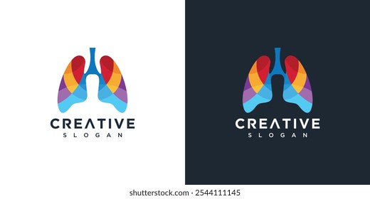 illustration logo design vector lung geometric . lung technology logo icon	