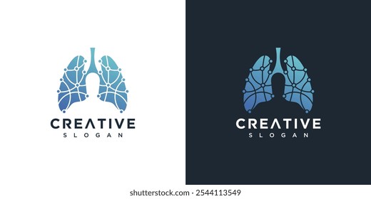 illustration logo design vector lung geometric . lung technology logo icon	