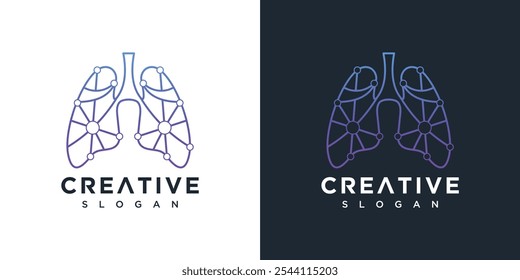 illustration logo design vector lung geometric . lung technology logo icon	