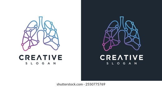 illustration logo design vector lung geometric . lung technology logo icon