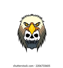 Illustration logo eagle combine with skull