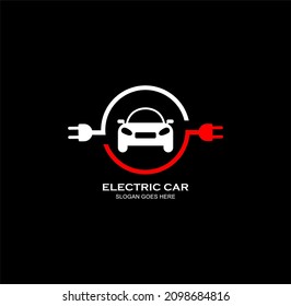 Illustration of the logo of the electric car charging with a sign of the electric plug in it.