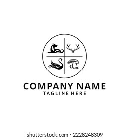 Illustration of logo and farm animals isolated or white background. Farm animal badge