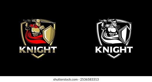 An Illustration logo featuring a knight in a strong stance, holding a sword and shield with conviction. The knight’s armor is finely detailed, representing courage and resilience.