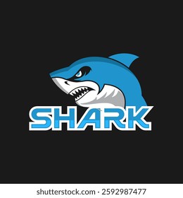 Illustration logo of a fierce shark with fangs