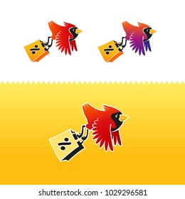 illustration logo flat design bird cardinal shopping