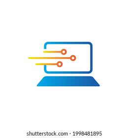 un logotipo de ilustración con un concepto de diseño plano sobre el portátil