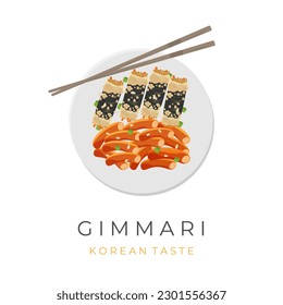 Illustration Logo of Gimmari Kimmari Korean Snack Served With Tteokbokki