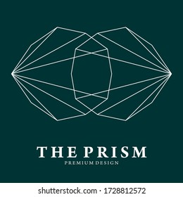 Illustration Logo of glaring prism or diamonds in simple Line Art style, perfect for jewelry, boutique, luxurious thing, premium place, fashion and beauty, etc.
