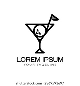 illustration logo golf combination with wine glasses, simple logo illustration.