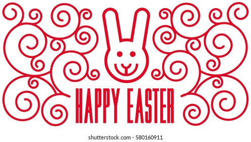 Illustration logo "Happy Easter" bunny and patterns