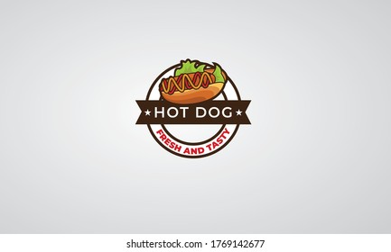 Illustration Logo Hotdog  , can for logo Hotdog Fast Food or restaurant Hotdog , with Vector Eps 10